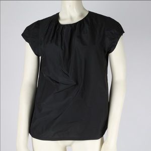VALETTE Black Cap Sleeve Crew Neck Top Blouse